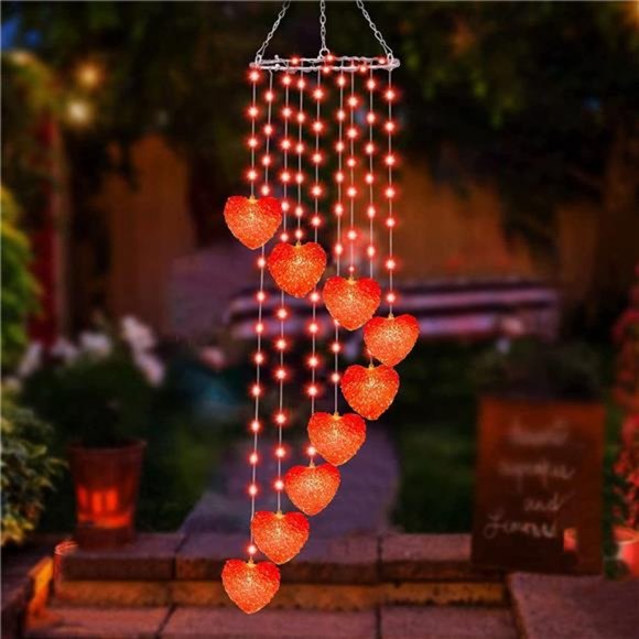 Valentines Day Lights Decorations, 38IN 118LED Lighted Wind Chime - Picture 1 of 6